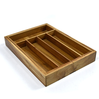 Organisateur de tiroir extensible en bambou pour la cuisine et le salon, pour ranger les ustensiles de cuisine, design moderne, écologique, à un seul niveau