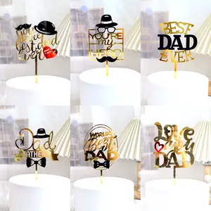 Hot-selling Happy Father's Day Birthday Cupcake Topper Acrylic Cake Toppers For Dad Party Decorations Supplies