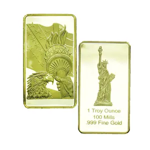 1 Oz 24K .999 Gold Clad Bullion Bar Ingot Commemorative coin of American Statue of Liberty