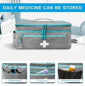 Sac de premiers secours vide, organiseur de trousses d'<span class=keywords><strong>urgence</strong></span>, fermeture <span class=keywords><strong>à</strong></span> double fermeture éclair, sac <span class=keywords><strong>à</strong></span> médicaments portable pour la maison, les voyages et le camping - Product Image 2