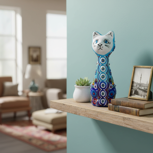 Figura decorativa de gato de cerámica, hecha a mano, turca - Product Image 3