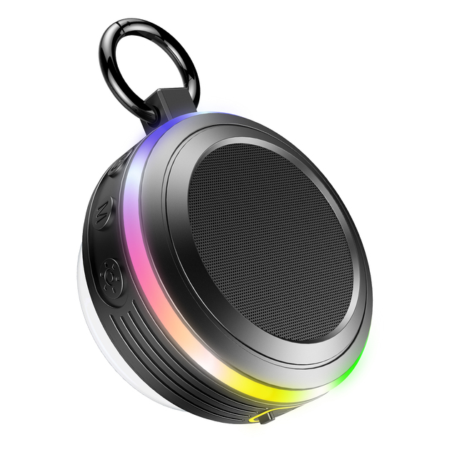 Outdoor Portable Shower Speaker RGB LED Show FM Radio Microphone IPX7 Waterproof Battery 5W for 5.3 Suction Cup Mount