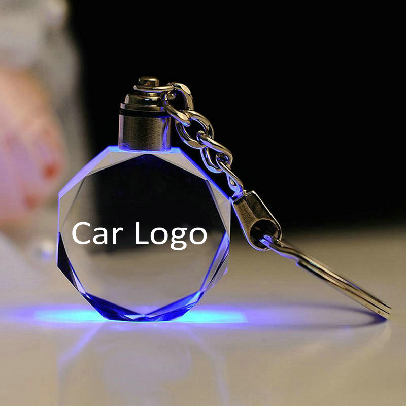 Transparante 3D Laser Gegraveerde Led Sleutelhanger Ornament Custom Logo K9 Crystal Sleutelhanger