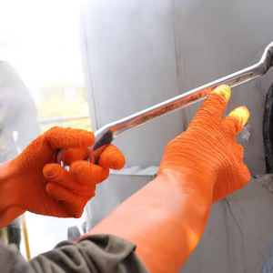 Gants longs orange à manches longues avec finition froissée, doublés de coton, enduits de <span class=keywords><strong>latex</strong></span>, Luvas De <span class=keywords><strong>Latex</strong></span> - Product Image 3