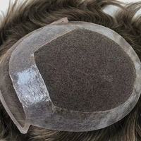 Perruque de remplacement pour hommes en cheveux humains Remy 100% de haute qualité, avec dentelle suisse et PU transparent, lisse, 6 pouces