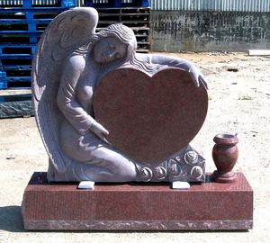 รูปปั้นหินแกรนิตสีดำธรรมชาติแกะสลักด้วยมือสำหรับสุสานดีไซน์รูปหัวใจรูปปั้นนางฟ้า - Product Image 3