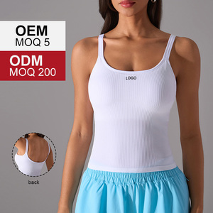 D25075 femmes sans couture col carré débardeur intégré soutien-gorge nu sentiment mince <span class=keywords><strong>Yoga</strong></span> haut - Product Image 2