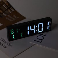 Jam Alarm Meja LED Digital Modern Kontrol Suara Tampilan Suhu Kalender Senyap Snooze Dekorasi Rumah Daya USB