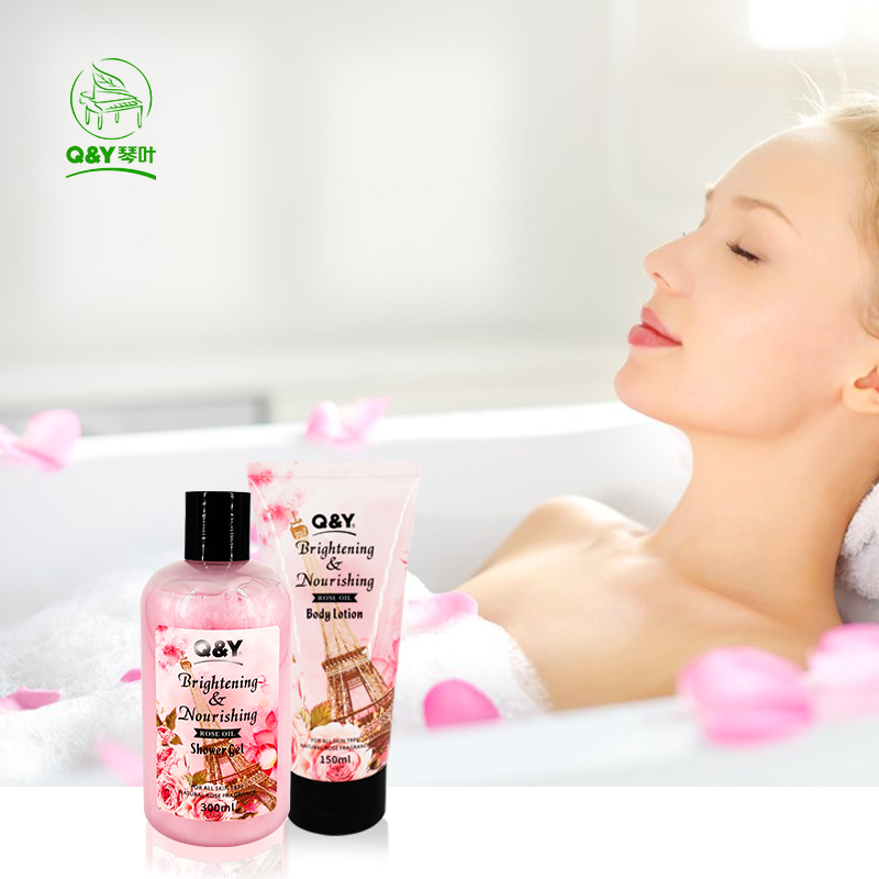 Набор для ухода за телом с отбеливающим и увлажняющим розовым эфирным маслом