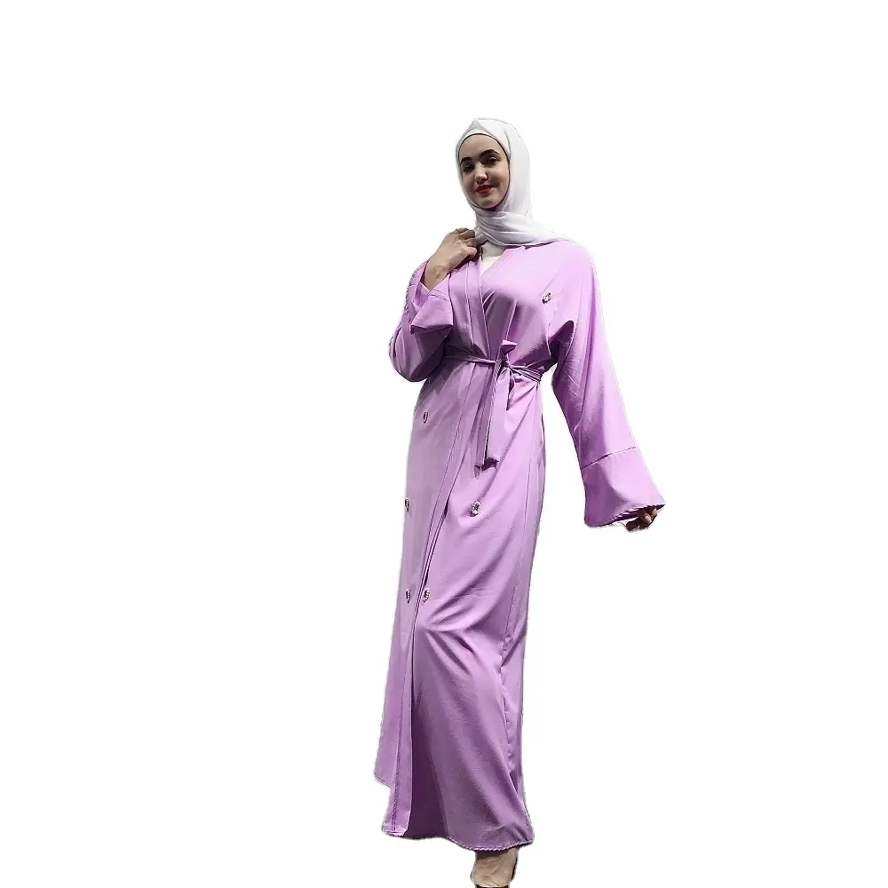 패션 우아한 이슬람 구슬 Abaya 카디건 맥시 드레스 기모노 긴 가운 이슬람 기도 드레스