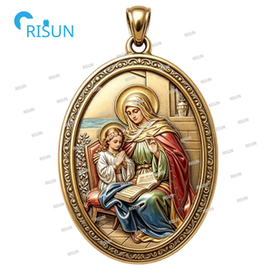 Collar con Colgante Personalizado <span class=keywords><strong>de</strong></span> Santa Ana, Patrona Católica, con Medalla <span class=keywords><strong>de</strong></span> María, Medallón Personalizado <span class=keywords><strong>de</strong></span> Santa Ana - Product Image 5