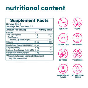 Meilleur prix Supplément santé Enzymes digestives à la papaye naturelle Gommes Soutien à la santé digestive - Product Image 4