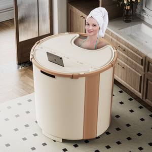 Baignoire pliable pour adultes, ronde, grande capacité, avec support pour tablette, pour usage domestique - Product Image 1