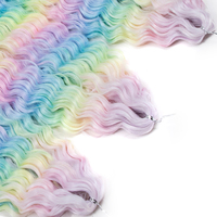 Cheveux synthétiques bouclés 24 pouces, vague d'eau, tresse crochet, fibre haute température, rose blond arc-en-ciel, extensions de tressage, 300g