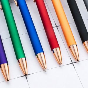 Wholesale 1.0Mm Glue-Spray Retractable Aluminum Bar Custom Logo Creative Student Metal Multi-Color Ballpoint <b>Pen</b> - Product Image 3