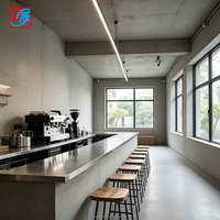 Comptoir de café en acier inoxydable pour usine, bar industriel, boutique, comptoir de présentation personnalisé pour café