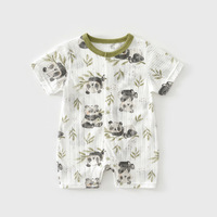 Combinaison courte à manches courtes pour bébé nouveau-né, garçon et fille, en coton peigné fin, respirant, antibactérien, style moine, pour l'été