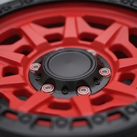 Velg Off-Road Aluminium Alloy Forged Beadlock Dua Warna Merah Hitam, Desain Monoblock Heavy-Duty High-Load, PCD ET Kustom