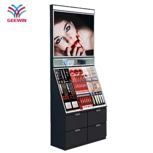 High-end Steel Metal Makeup Shop Shelves Lipstick Products Display Stand Suppliers Cosmetic And Beauty Display Cabinet