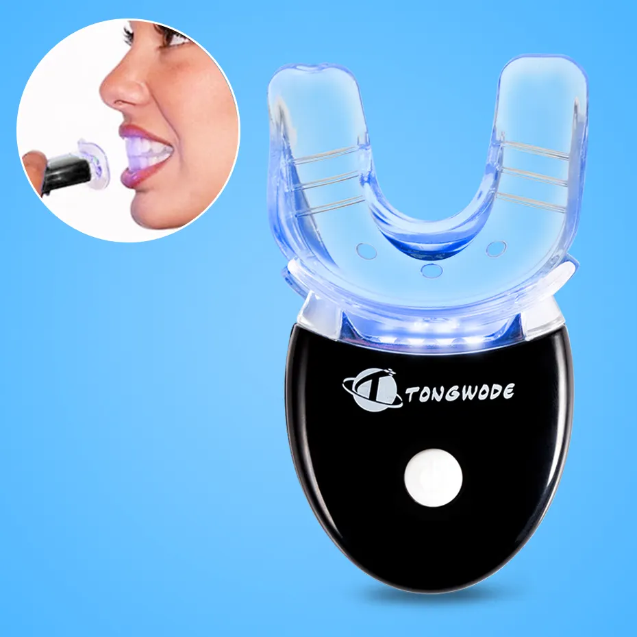 Kit de luz para blanquear los dientes, 5 luces LED azules, uso doméstico, polvo para blanquear los dientes, versión de batería, 15 minutos, ventas al por mayor