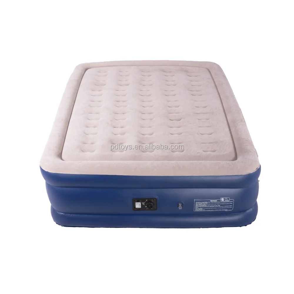 P&D Inflatable Bedroom Air Bed Mattress with Flocking Cover Queen Size Air Bed with Build In Pump