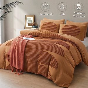 Juego de funda nórdica King de 5 piezas, juegos de cama para el hogar moderno, fundas de edredón Súper suaves y con mechones - Product Image 2