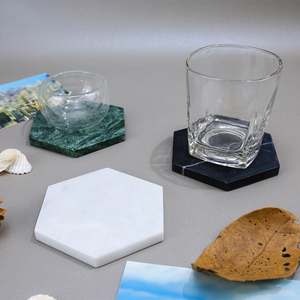 UnionStone Hexagon Stone Coaster Set Natural Marble Non-Slip <b>Mats</b> Modern Design for Table Decoration - Product Image 3