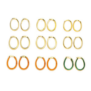 Orecchini Ovali in Acciaio Inossidabile Placcati Oro, Orecchini Pendenti alla Moda Unisex - Product Image 2