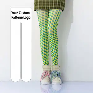 Plaid géométrique en trois dimensions imprimé gordas russes chaussettes d'entrejambe en caoutchouc opaque solide collants