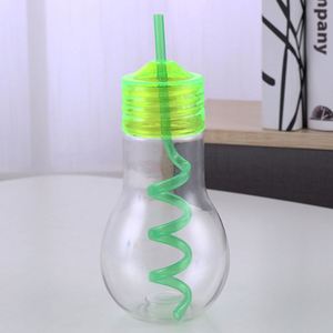 Party <b>Drinkware</b> Novelty 600ml Clear Colorful Fun Coffee Juice Smoothie Travel Portable <b>Plastic</b> Bulb Shape Straw Cup - Product Image 3