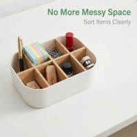 Organisateur de bureau en bambou rectangulaire écologique, boîte de rangement de bureau multicouche avec 8 compartiments, pour le bureau et la maison, gain de place