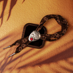 Cravate Bolo Bohème Unisexe, Sangle en Coton Marron à Motifs Marguerites, Breloques en Alliage : Papillon, Œil <span class=keywords><strong>de</strong></span> Tigre, Tête <span class=keywords><strong>de</strong></span> <span class=keywords><strong>Taureau</strong></span>, Aigle, Dragon, Pierre Rouge - Product Image 6