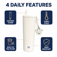 Gobelet isotherme sous vide en acier inoxydable 304, 700 ml, double paroi, avec couvercle à paille, motif étoile, pour femme, avec sangle de transport, sans BPA