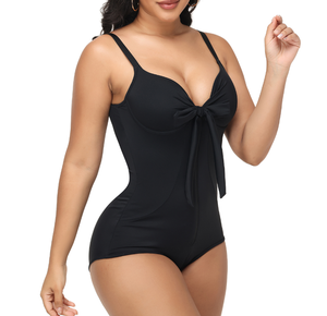 Maillot de bain sculptant une pièce monokini avec nœud frontal, haute élasticité, combinaison de natation gainante, fabricant - Product Image 3