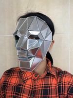 Masque facial miroir à facettes personnalisable, masque miroir en alliage d'aluminium pour performance en boîte de nuit