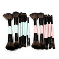 Ensemble de 8 pinceaux de maquillage populaires à double embout pour fond de teint, poudre, contour, correcteur et mascara, avec manche en bois et poils synthétiques