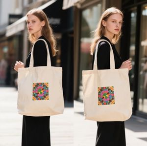 Vente en gros de sac fourre-tout en toile de coton imprimé réutilisable à la mode de haute qualité sac à provisions - Product Image 1