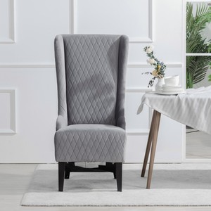 Modern Velvet High Back Wingback Accent <b>Chair</b> with Soft <b>Padded</b> Wooden Legs for Dining and Home Decor in Living Room or Bedroom - Product Image 4