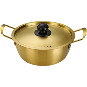 Stainless Steel <b>Soup</b> <b>Pot</b> With Lid 2.1-3L Induction Compatible Double Handle Home Kitchen Use - Product Image 1