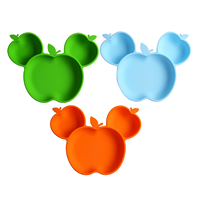Assiette repas bébé en silicone monobloc, compartimentée, avec ventouse antidérapante, forme pomme, pour compléments alimentaires