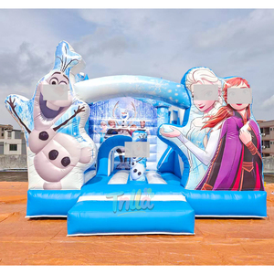 Château gonflable personnalisé Elsa bleu glace pour fête, château gonflable princesse avec toboggan intérieur - Product Image 1
