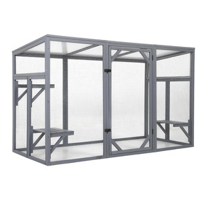 Recinto Exterior para Gatos de 5 a 7 Gatos, Catio de Madera con Puerta con Cerradura, 3 Plataformas, Resistente a la Intemperie, Ecológico - Product Image 1