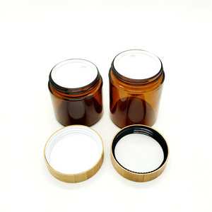 Honig glas 1oz 2oz 4oz 8oz Frosted Clear Amber Leeres Gesicht Creme behälter Glas Kosmetik glas mit schwarzem Bambus deckel - Product Image 3