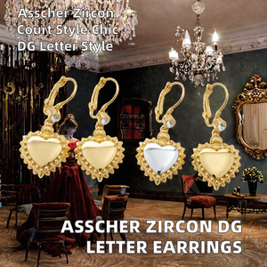 Boucles d'oreilles pendantes en laiton avec pendentif cœur et zircon, bijoux rétro polis pour femme, cadeau L - Product Image 2