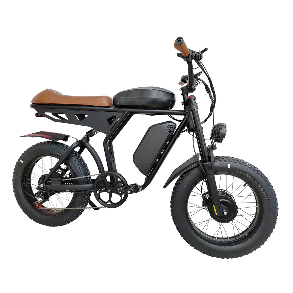 Motores duplos ebike 48v, 1000w * 2 f/r, 17.5ah, 224ah, suspensão completa, óleo, freio retrô, bicicleta gorda, elétrica