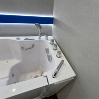 Baignoire de sécurité de luxe pour personnes âgées, baignoire de massage en acrylique avec double main courante pour les projets de soins à domicile, d'hôtels et de maisons de retraite