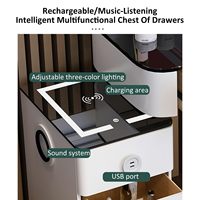 Coiffeuse intelligente avec chargeur sans fil et haut-parleur Bluetooth, table miroir LED 80/100/120 cm pour chambre à coucher