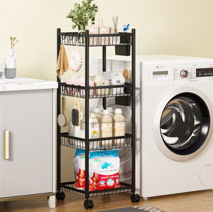 Organizzatore da Bagno a 3/4 Ripiani <span class=keywords><strong>con</strong></span> <span class=keywords><strong>Ruote</strong></span> per Cucina, Bagno, Trucchi, Artigianato, Lavanderia e Spazi Stretti - Product Image 5