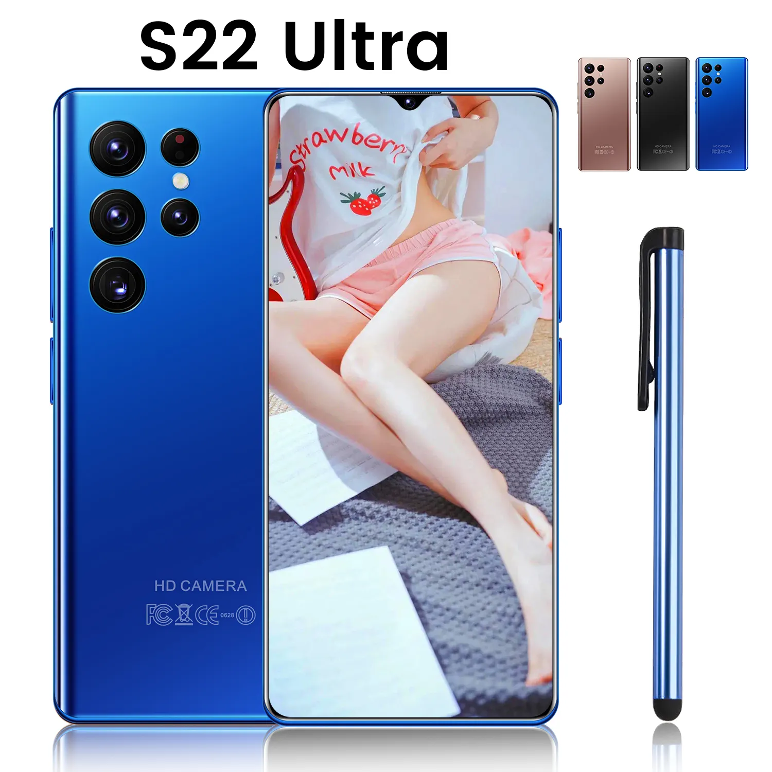 Galaxy S22 Ultra Face Recognitionandroid смартфон 2023 новый оригинальный 16 ГБ + 512 ГБ 5 г Супер высокая скорость 10 ядер 6,7 Inch16mp + 32mp