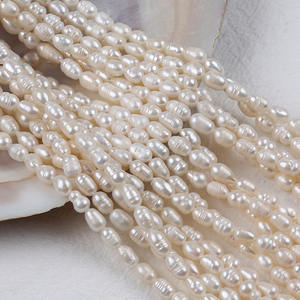 Perles d'eau douce naturelles blanches de 5-6 mm en gros, petites perles de riz avec trou droit pour la fabrication de bijoux DIY - Product Image 3